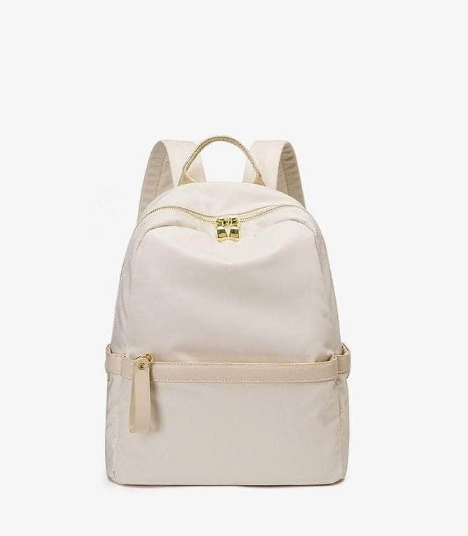 Nylon Monochrome Waterproof Backpack Ivory