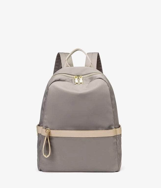 Nylon Monochrome Waterproof Backpack Taupe