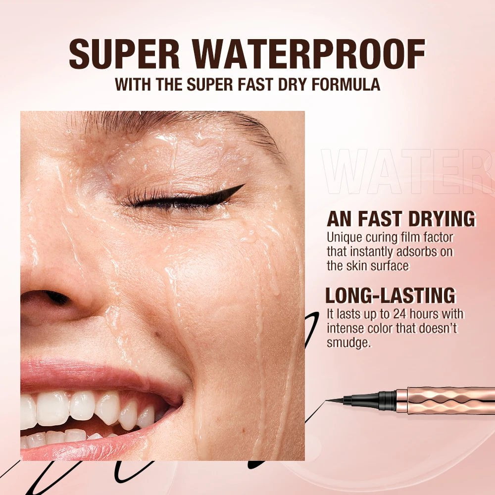 O.TWO.O Eyeliner: Pencil & Liquid, Waterproof, Smudge Proof, Quick Drying - 12-Hour Wear, Ultra Fine Black for Arrows