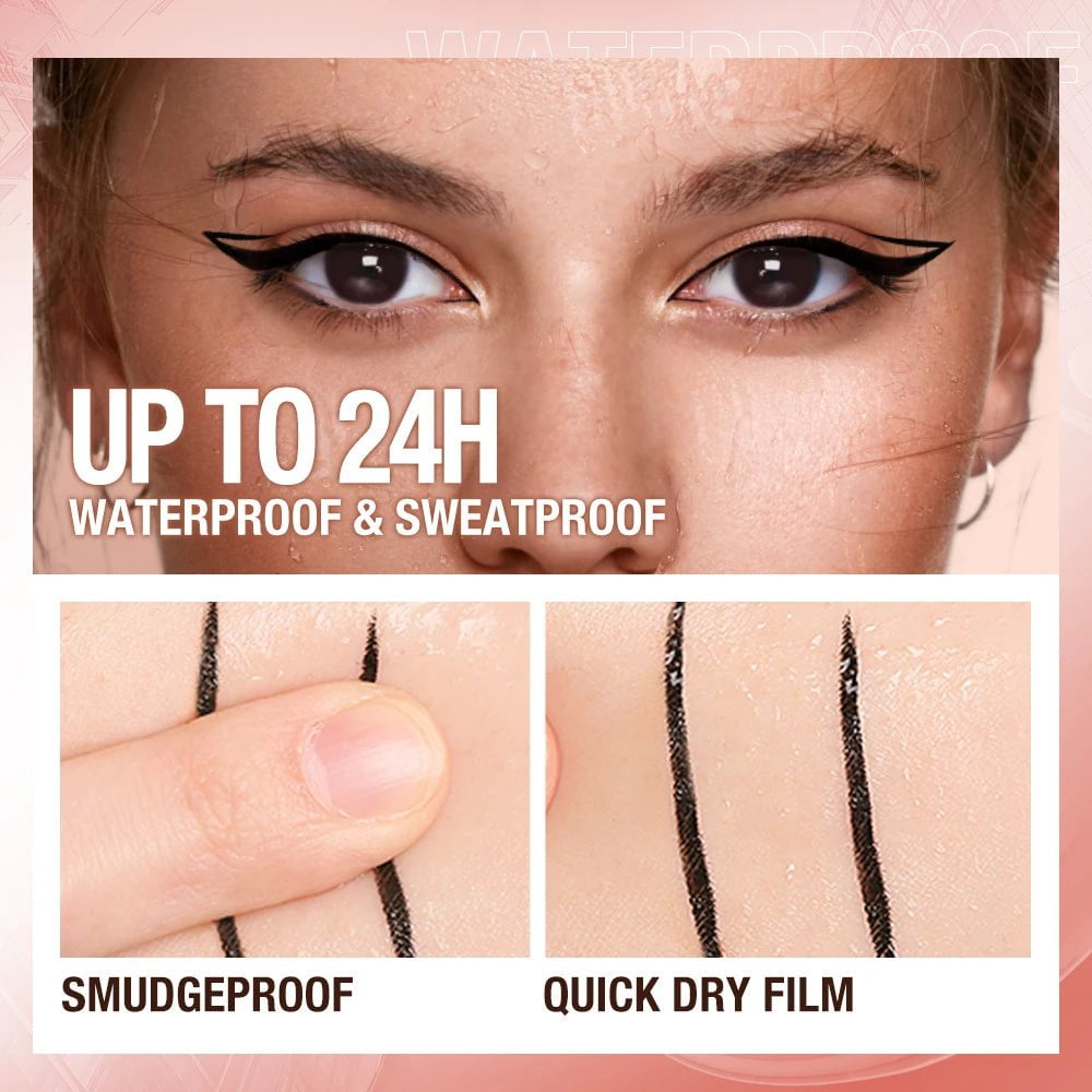 O.TWO.O Eyeliner: Pencil & Liquid, Waterproof, Smudge Proof, Quick Drying - 12-Hour Wear, Ultra Fine Black for Arrows