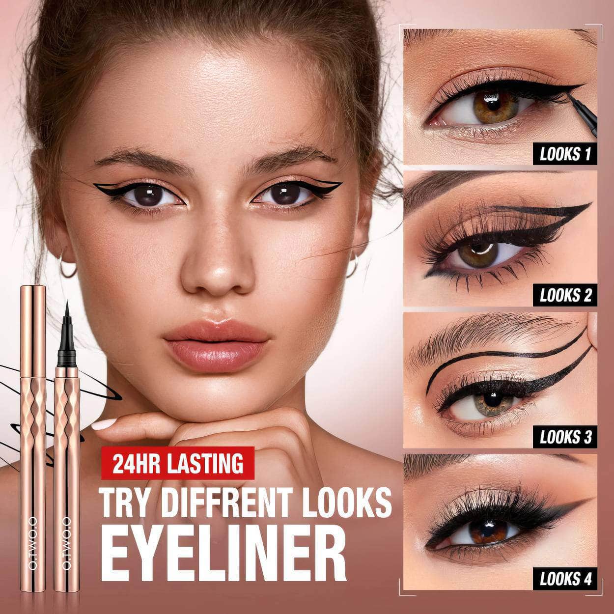 O.TWO.O Eyeliner: Pencil & Liquid, Waterproof, Smudge Proof, Quick Drying - 12-Hour Wear, Ultra Fine Black for Arrows
