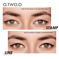 O.TWO.O Eyeliner Stamp: Black Liquid, Waterproof, Fast Dry, Double-ended Eye Liner Pen - Makeup for Women, Cosmetics