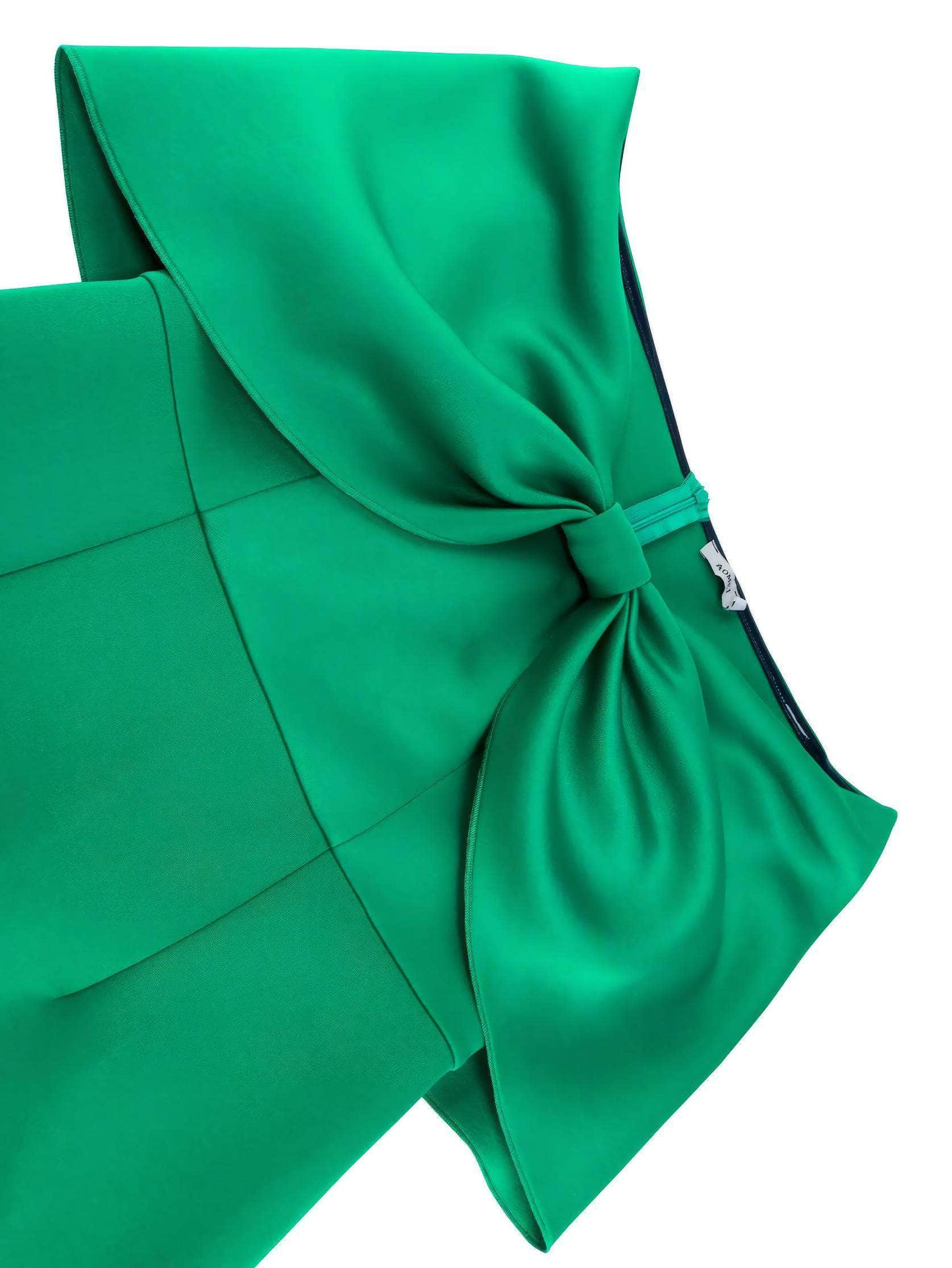 Off Shoulder Bow Detailed Scuba Dress