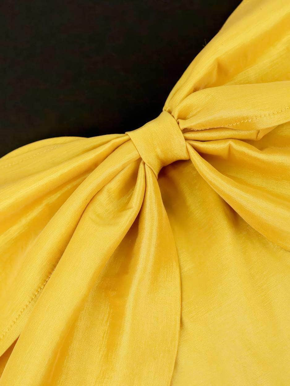 Off Shoulder Bow Fit Pleated Hem Dress