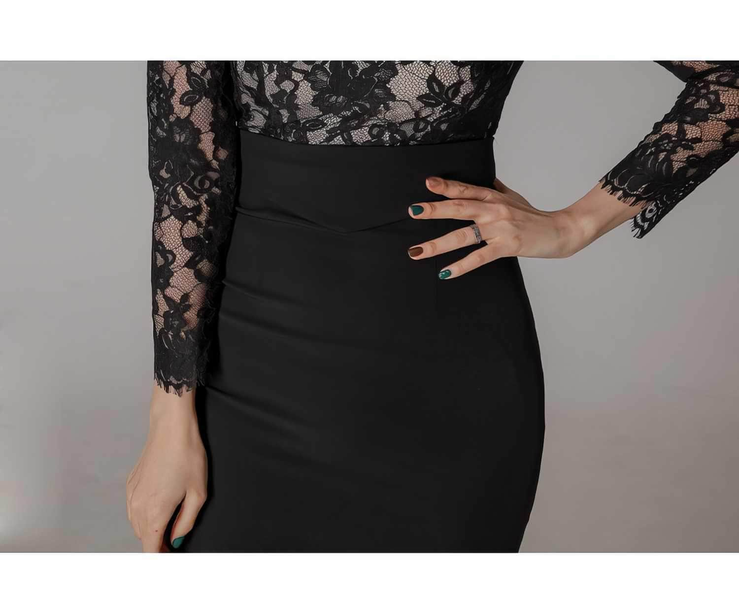 Off-shoulder Lace Long Sleeves Slim Fit Dress