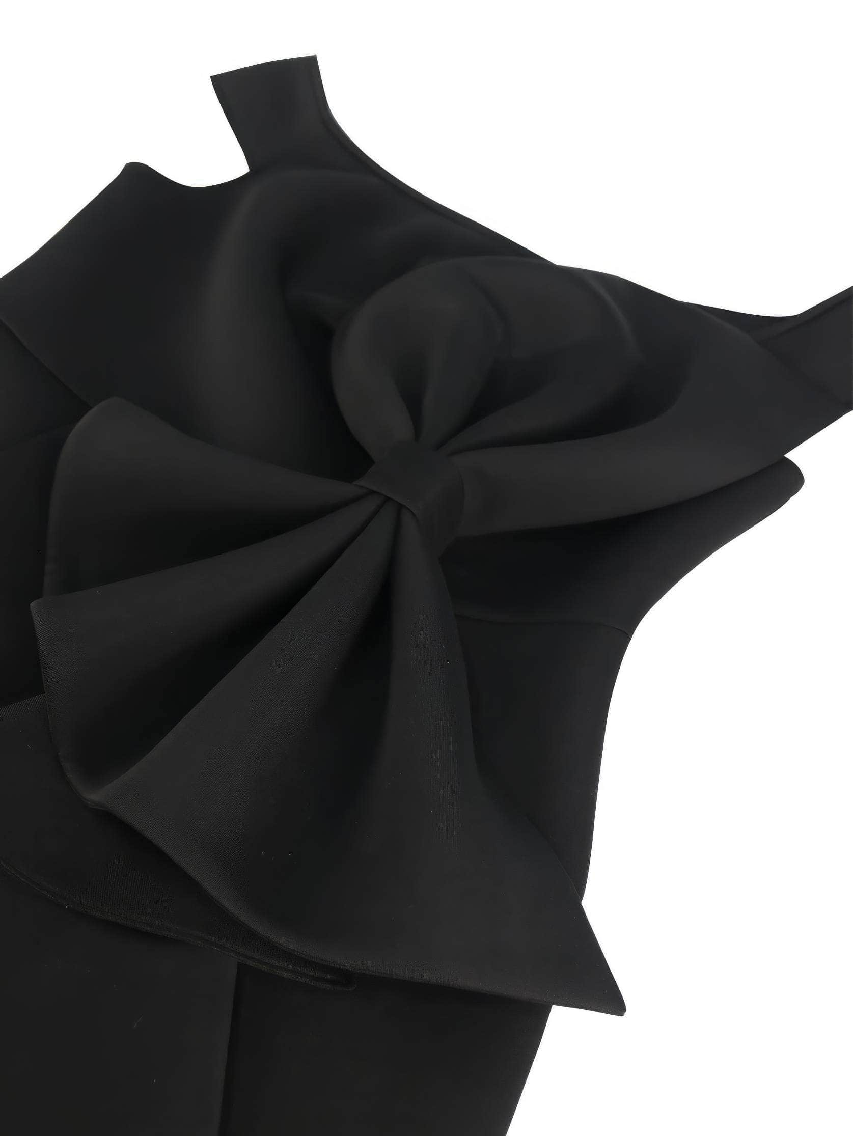 Off Shoulder Large Bow Ruffle Hem Dress