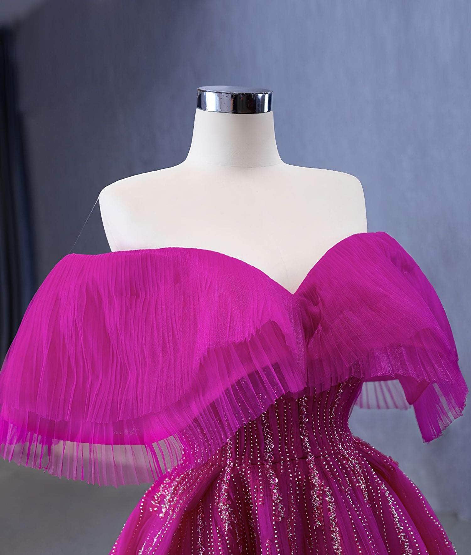 Off Shoulder Sweetheart Sequin Embellished Prom Dress - LMD306