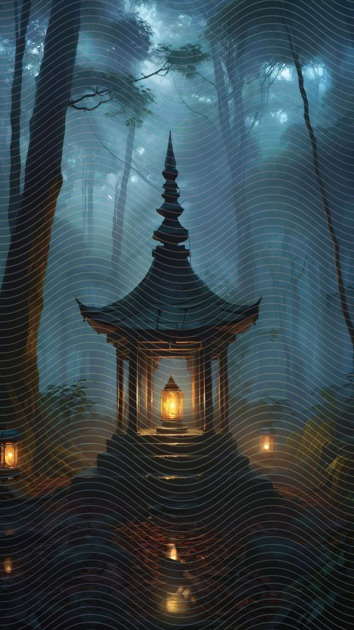 Old Western Temple in a Forest