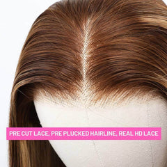 Ombre Highlight Brazilian Body Wave Glueless Wig - Wear And Go, 6x4 HD Lace, Preplucked Human Wigs Ready To Wear