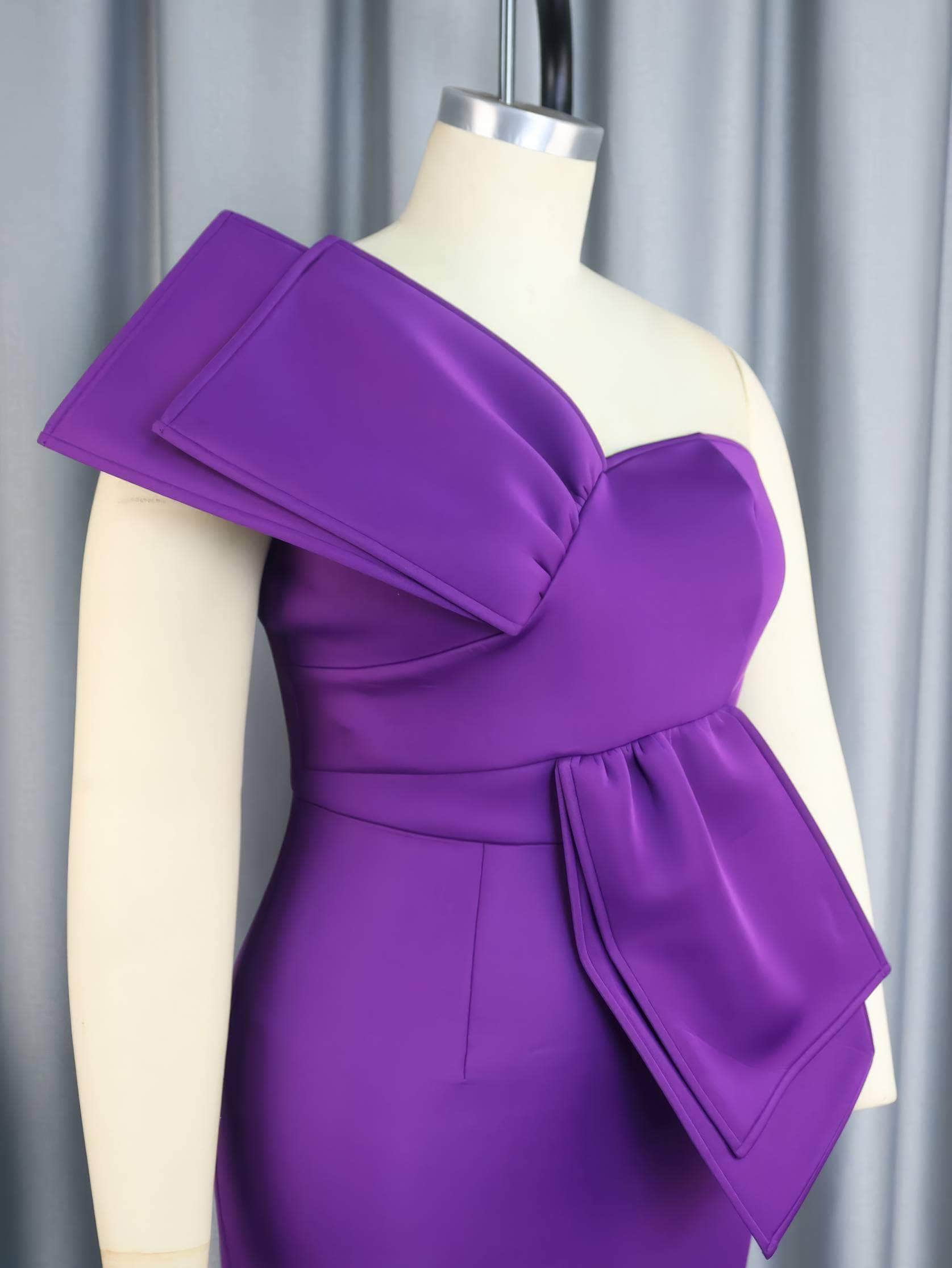 One Shoulder Large Bow Detail Bodycon Dress