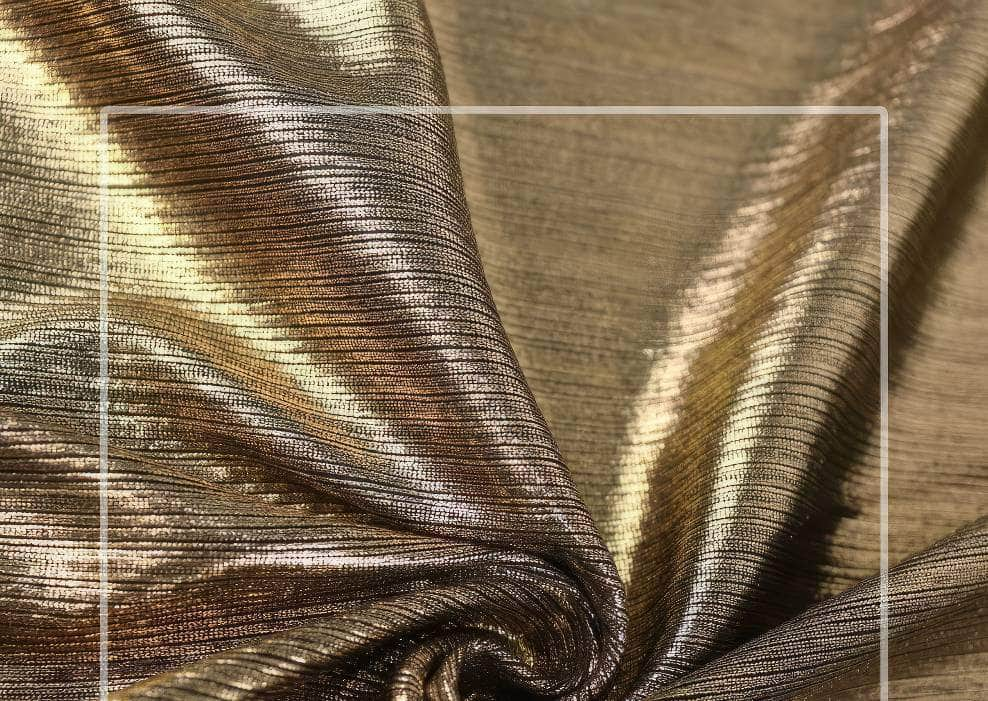 One-Shoulder Pleated Cape Gold Metallic Dress