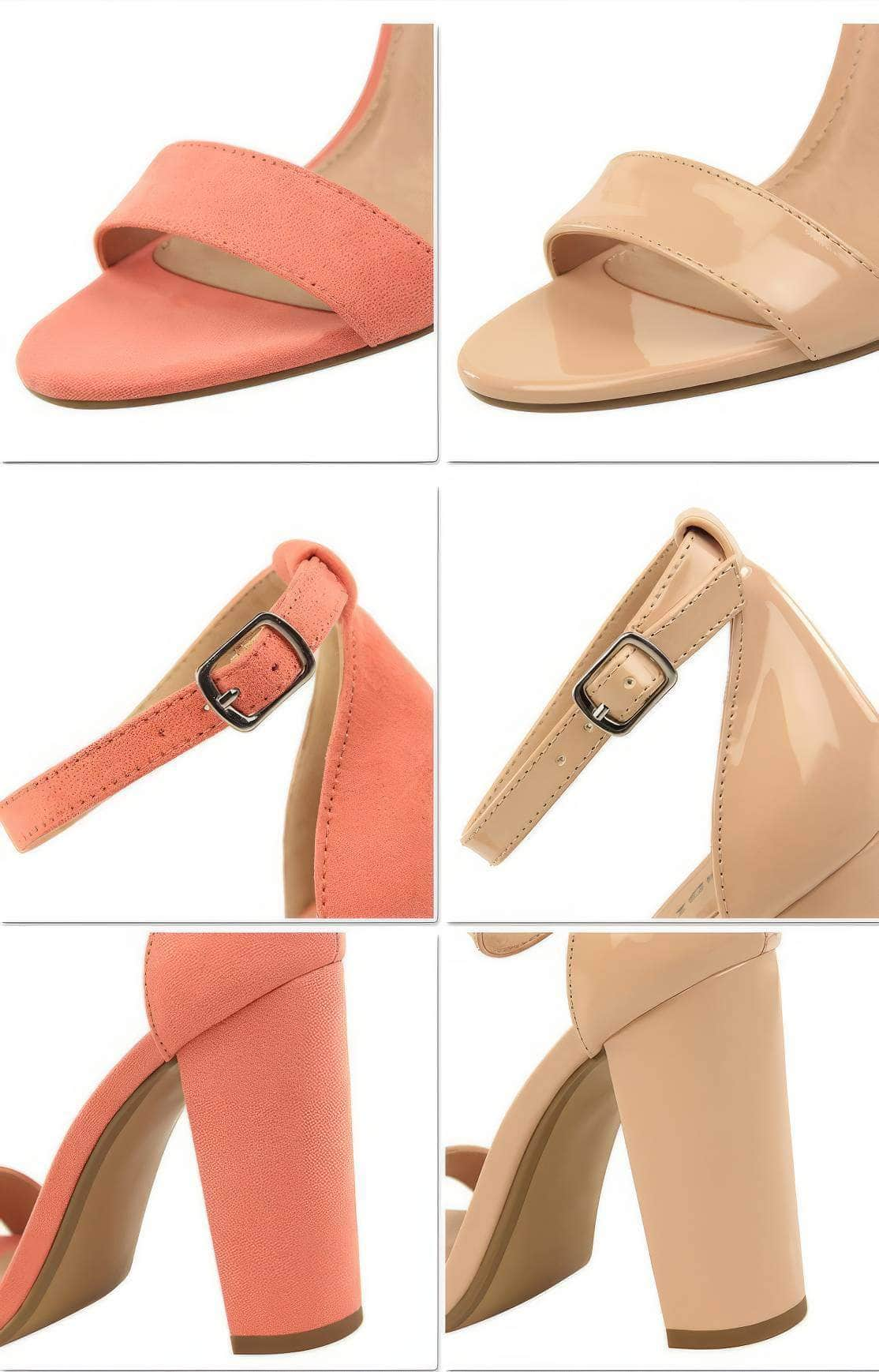 Open Toe Ankle Strap Block Heels