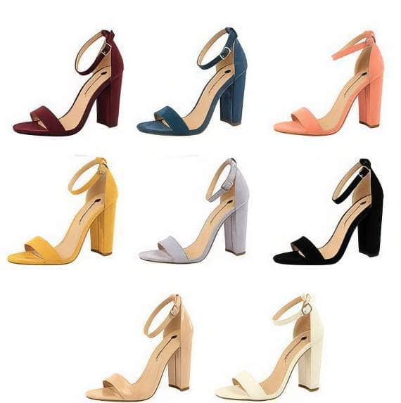 Open Toe Ankle Strap Block Heels