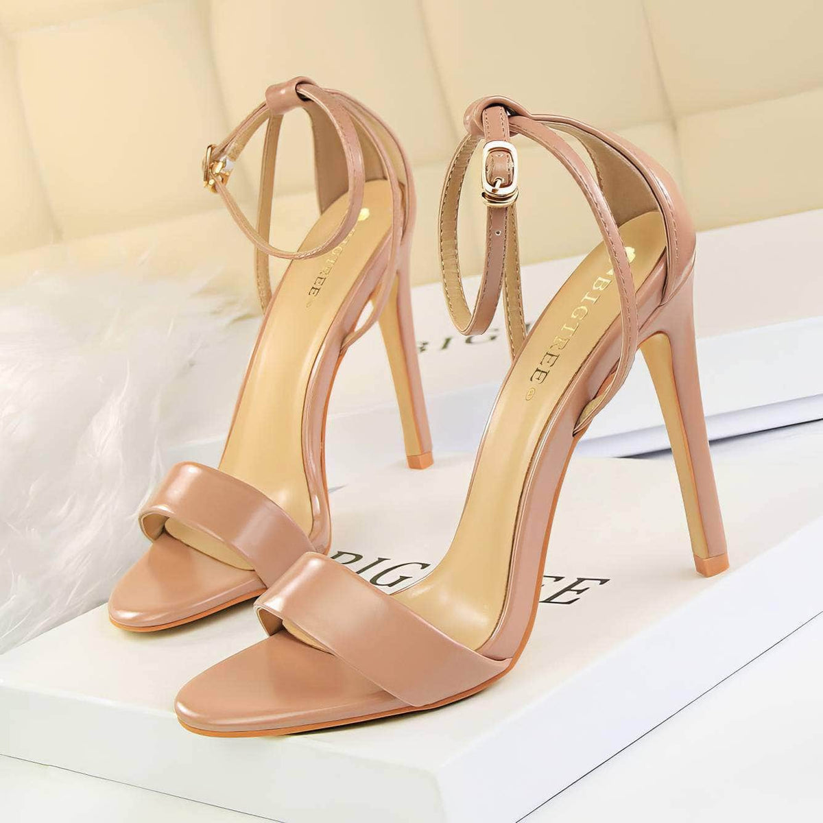 Open Toe Ankle Strap Stiletto Heels