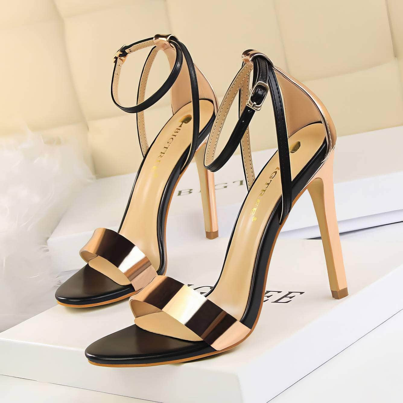 Open Toe Ankle Strap Stiletto Heels