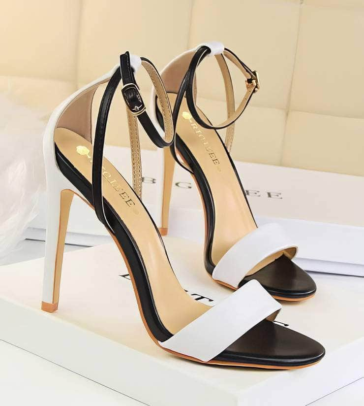 Open Toe Ankle Strap Stiletto Heels