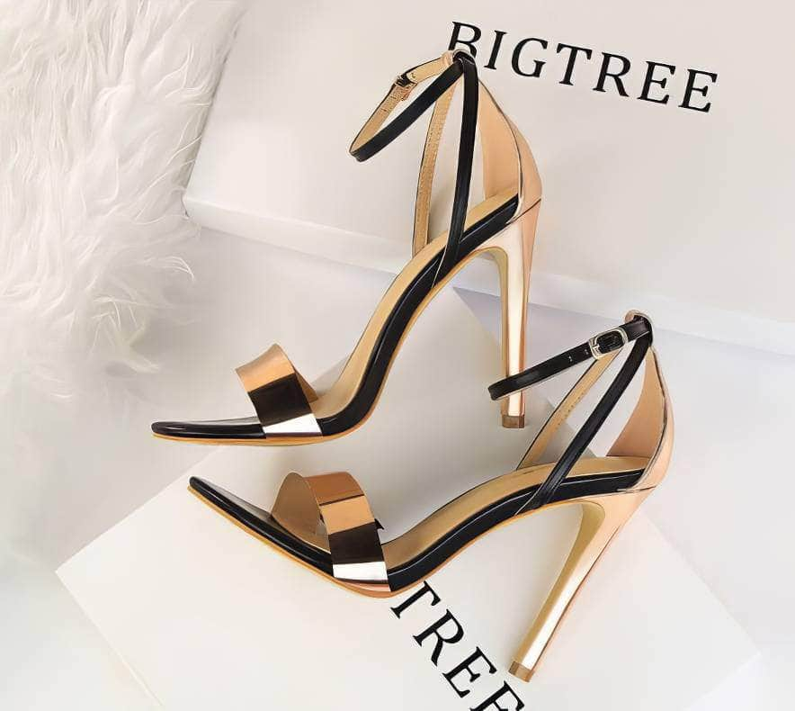 Open Toe Ankle Strap Stiletto Heels