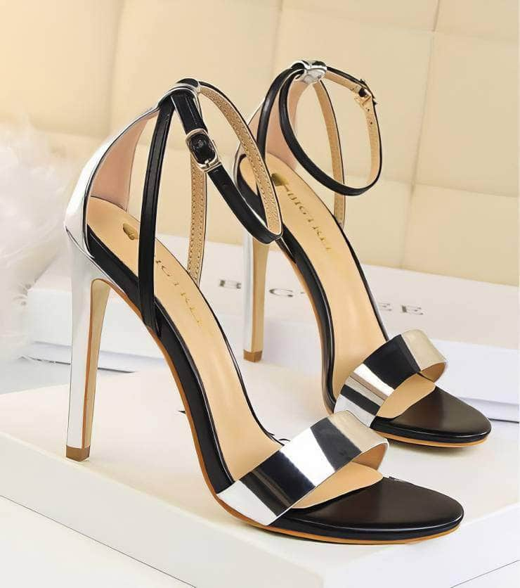 Open Toe Ankle Strap Stiletto Heels