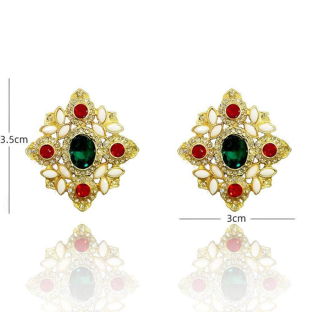 Ornate Gold Mughal Gemstone Statement Earrings