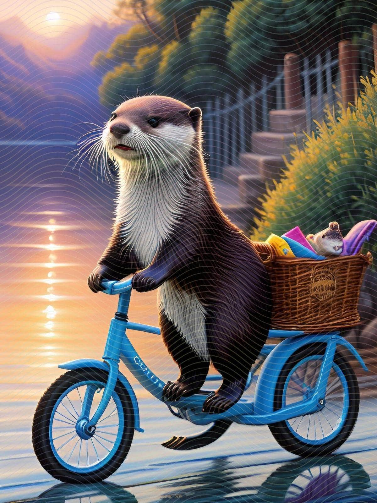 Otter Riding on a Bike