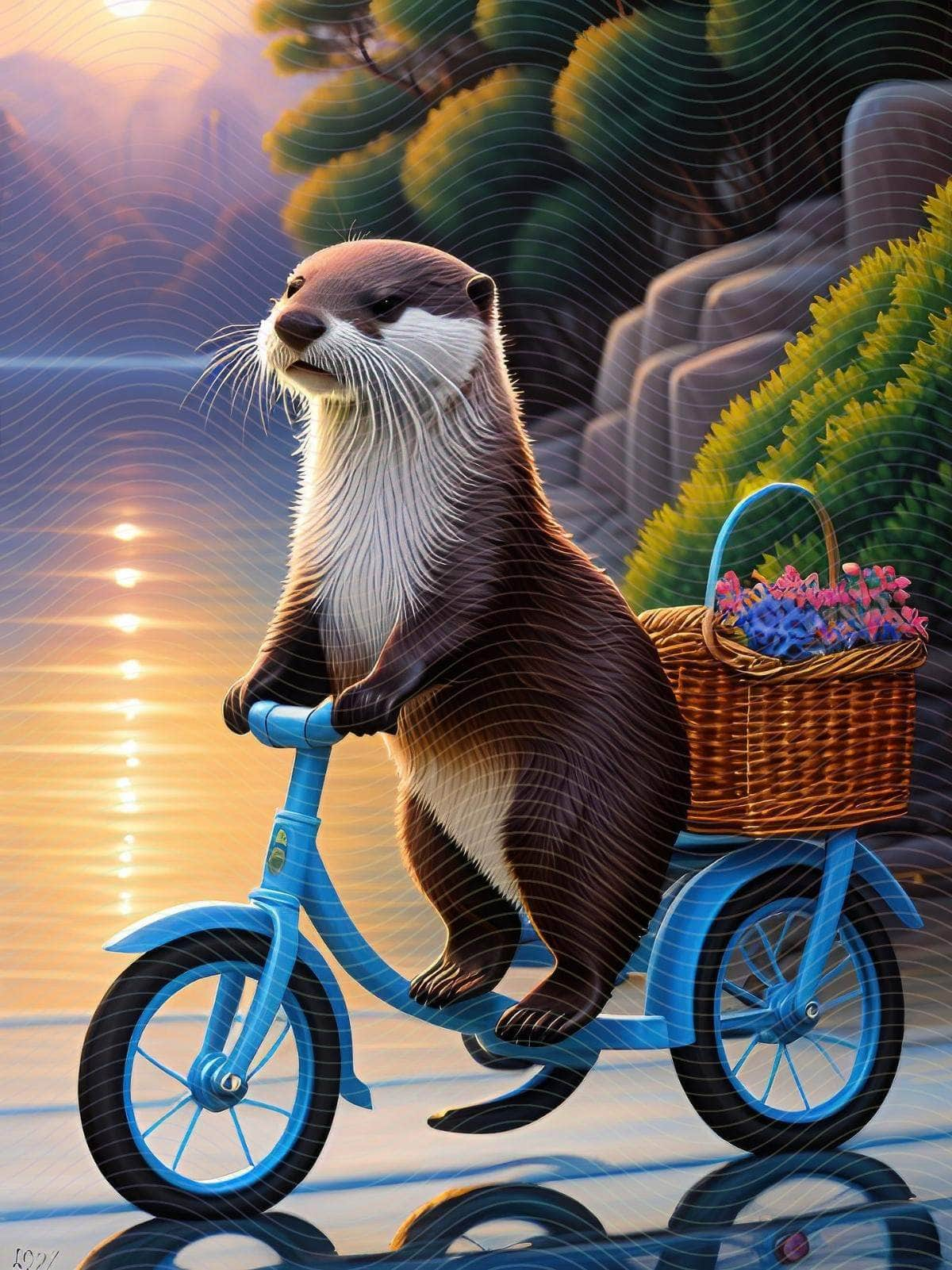 Otter Riding on a Bike