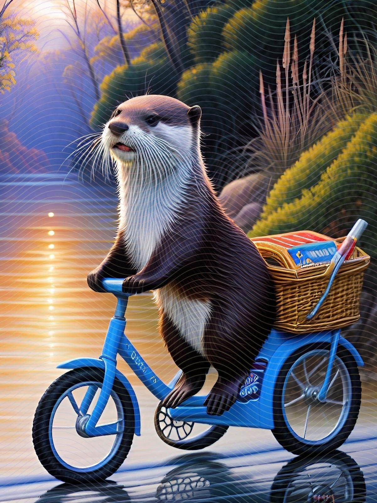 Otter Riding on a Bike