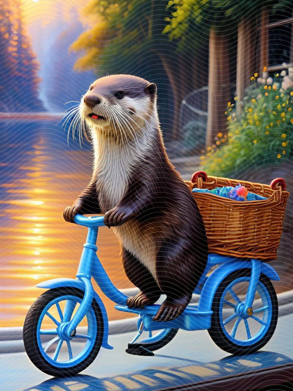 Otter Riding on a Bike