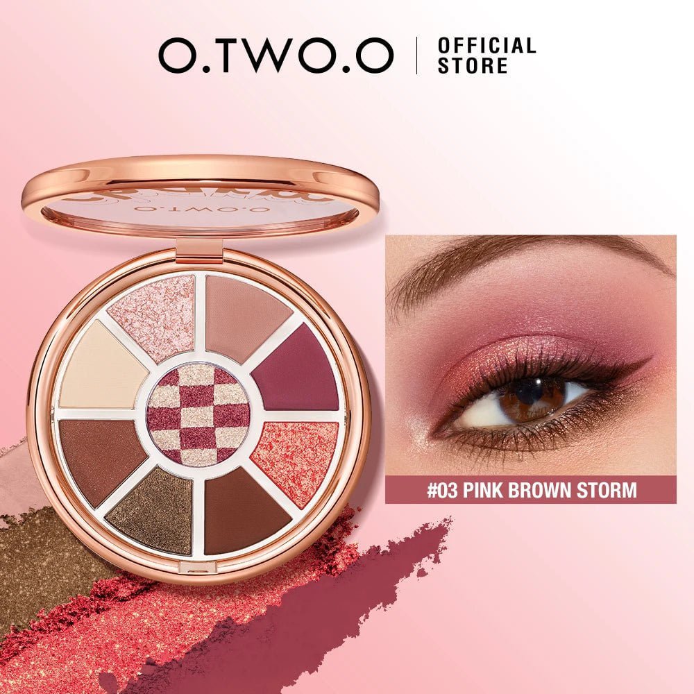 OTWO.O Eyeshadow Palette 9 Colors Waterproof Matte Smooth Pearly Shine Brighten Highlighter Eye Shadow Makeup Glitter Eyeshadow 03 / CHINA