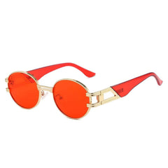 Oval Gold Metal Frame Eyewear Orange Red / Resin