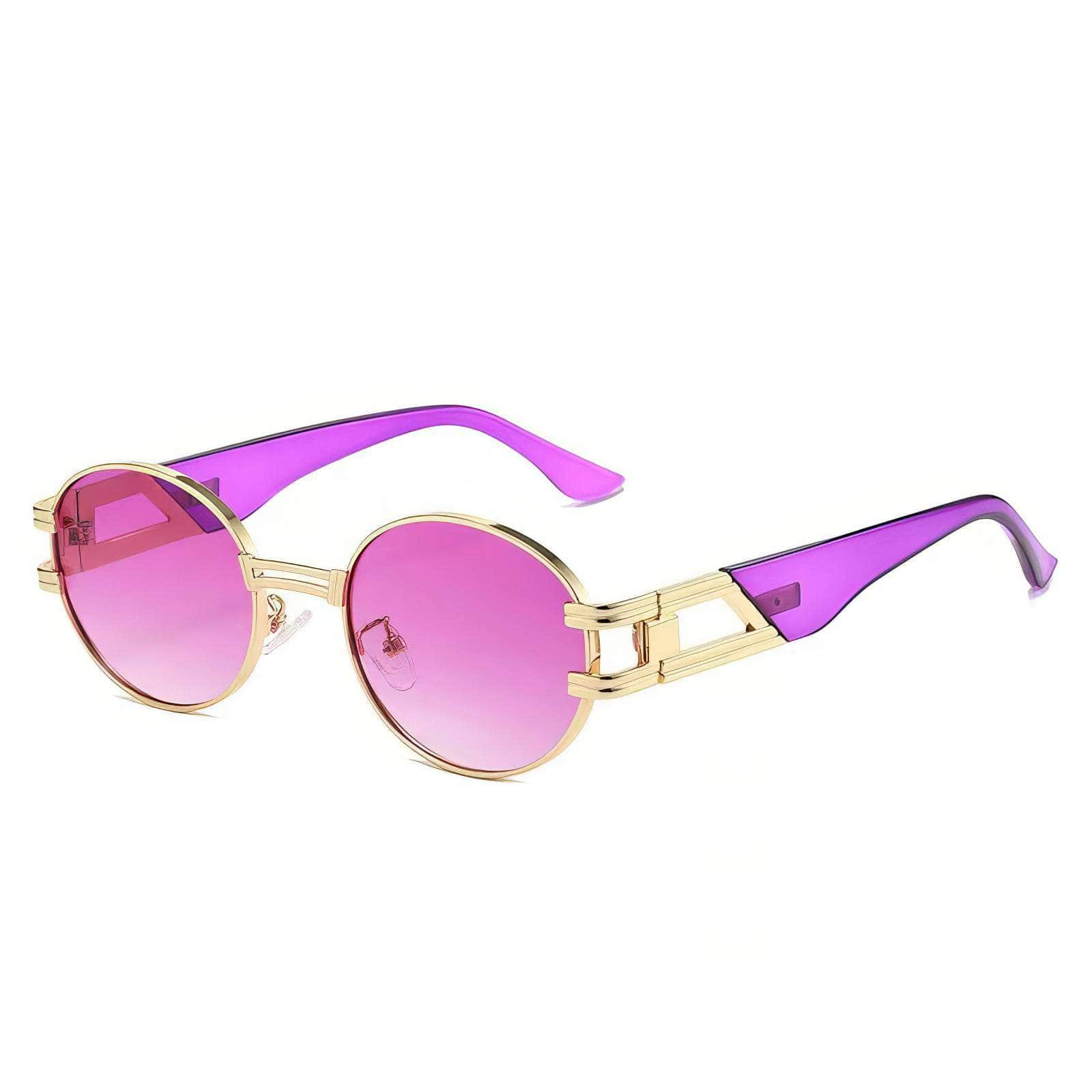 Oval Gold Metal Frame Eyewear Purple / Resin