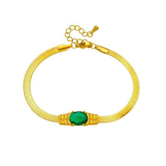 Oval Green White Zircon Charm Bracelet