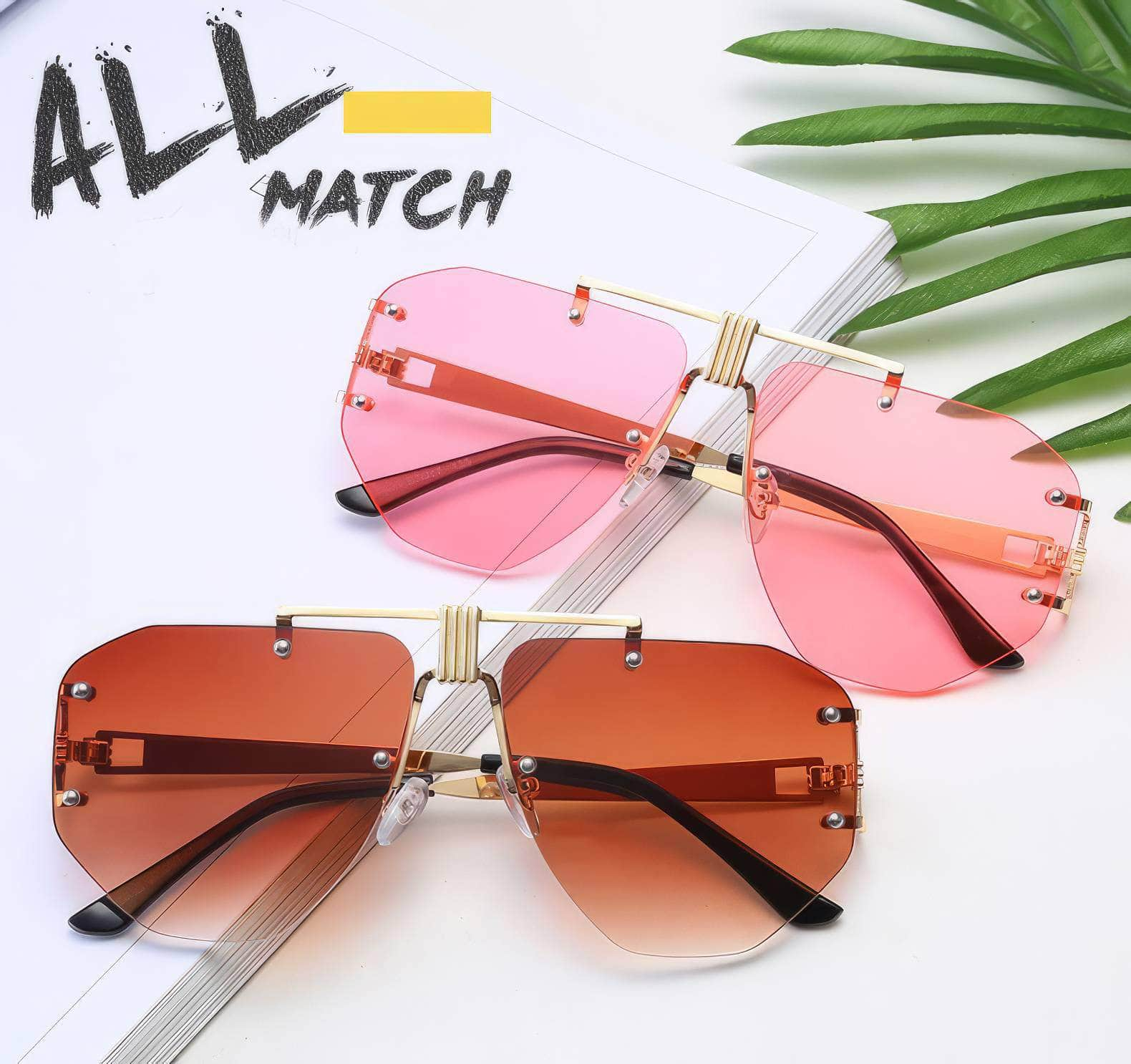 Oversize Rimless Sunglasses