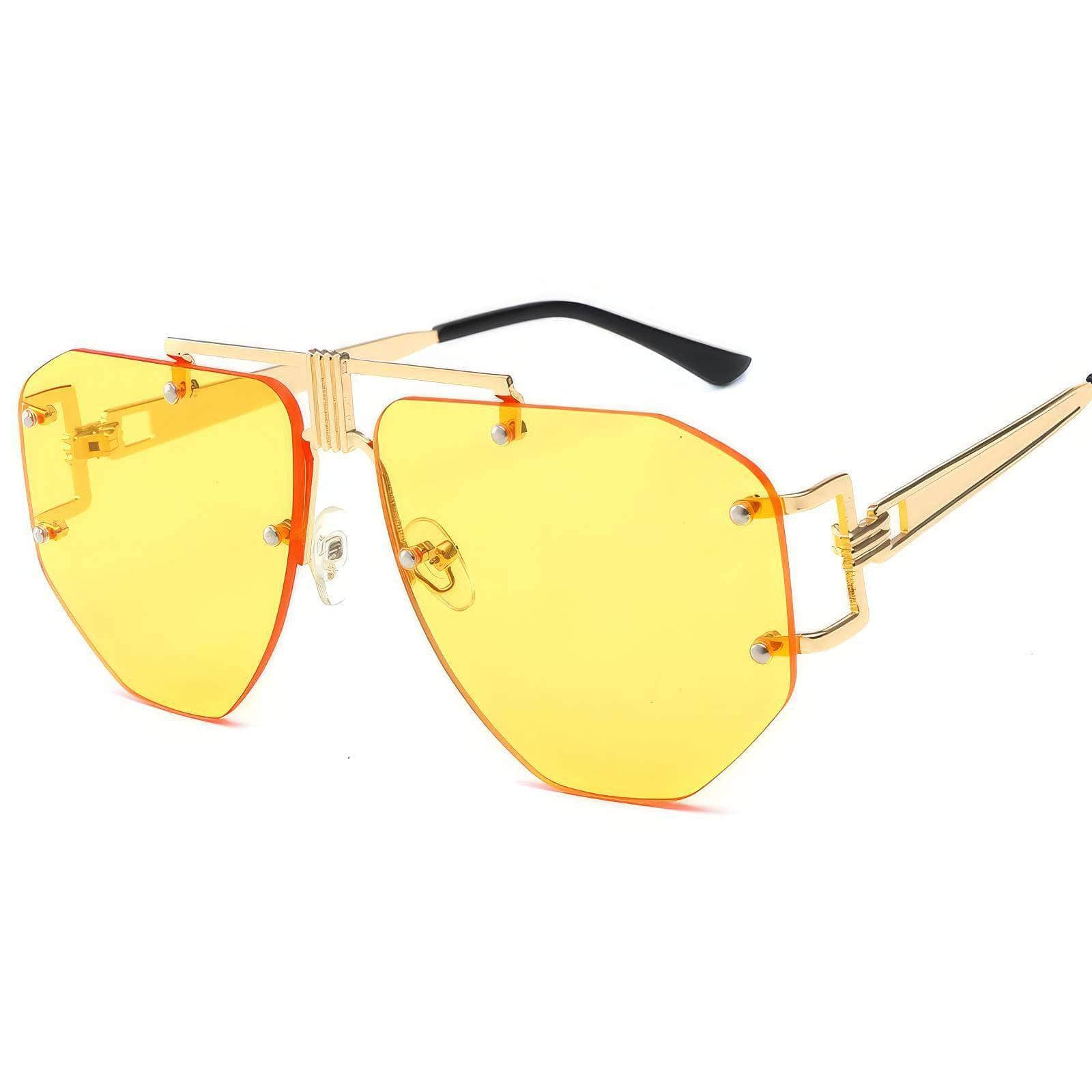 Oversize Rimless Sunglasses Yellow/Black / Resin