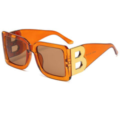Oversized Square Frame Sunglasses Orange/Tea / Resin