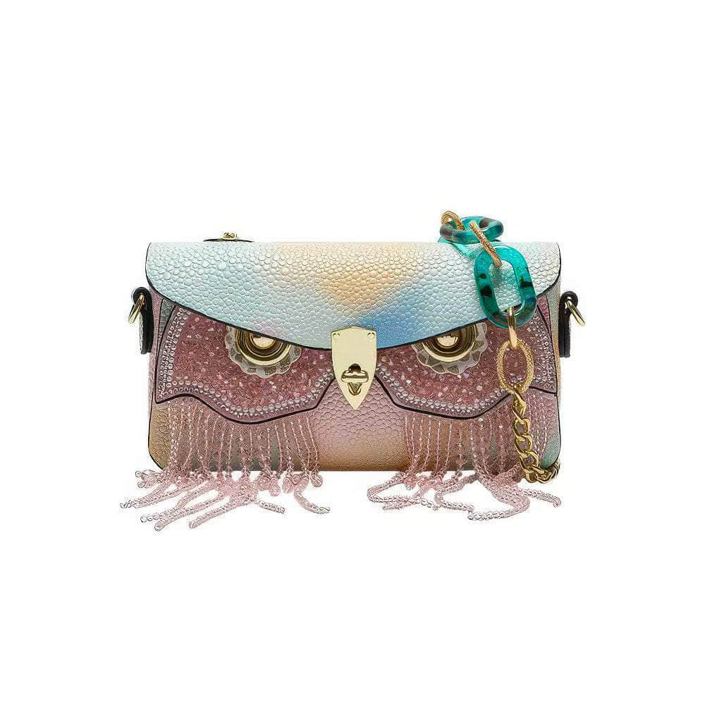 Owl-Decor Gradient Crossbody Handbag Pink