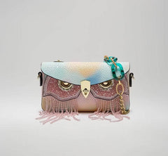 Owl-Decor Gradient Crossbody Handbag Pink