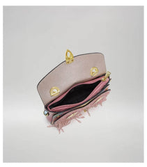 Owl-Decor Gradient Crossbody Handbag Pink