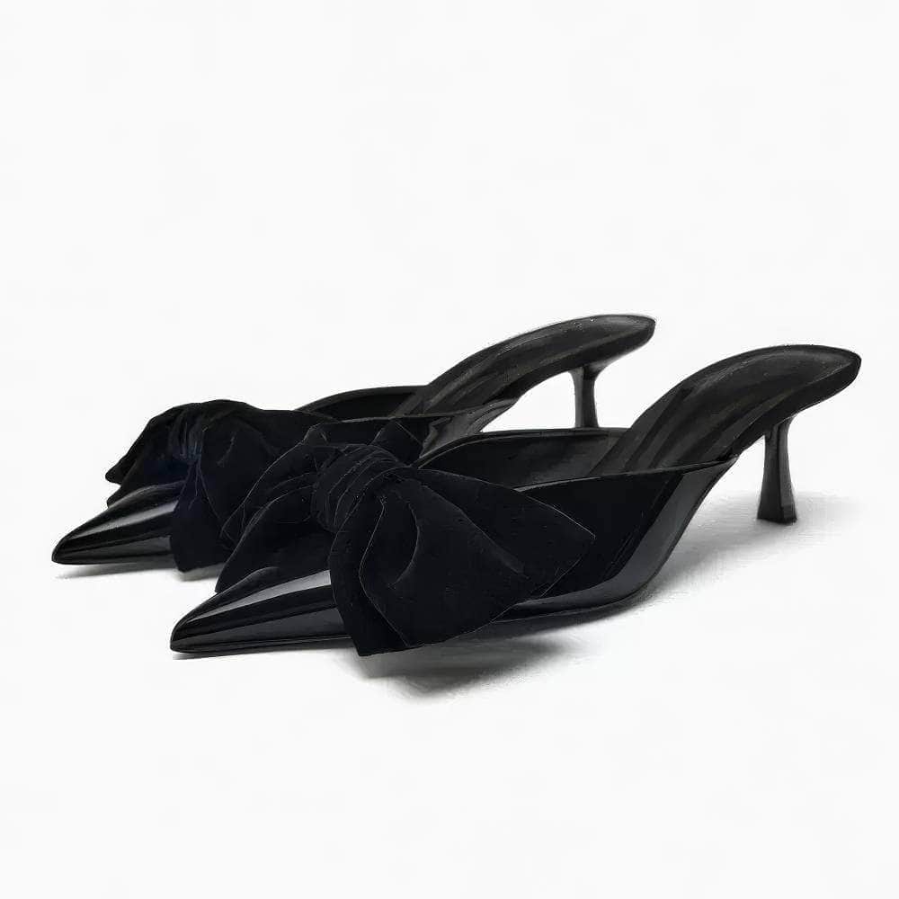 Patent Leather Bow Detailed Open Back Heels EU 34 / Black