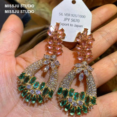 Paved Crystal Multistone Dangle Drop Bohemian Statement Earrings Multicolor