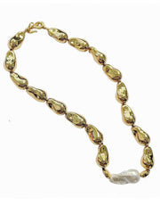 Pearl Accented Gold Baroque Necklace