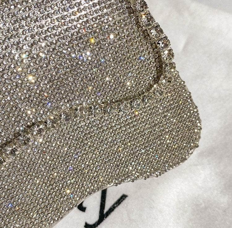 Pearl Accented Luxe Rhinestone Baguette Clutch