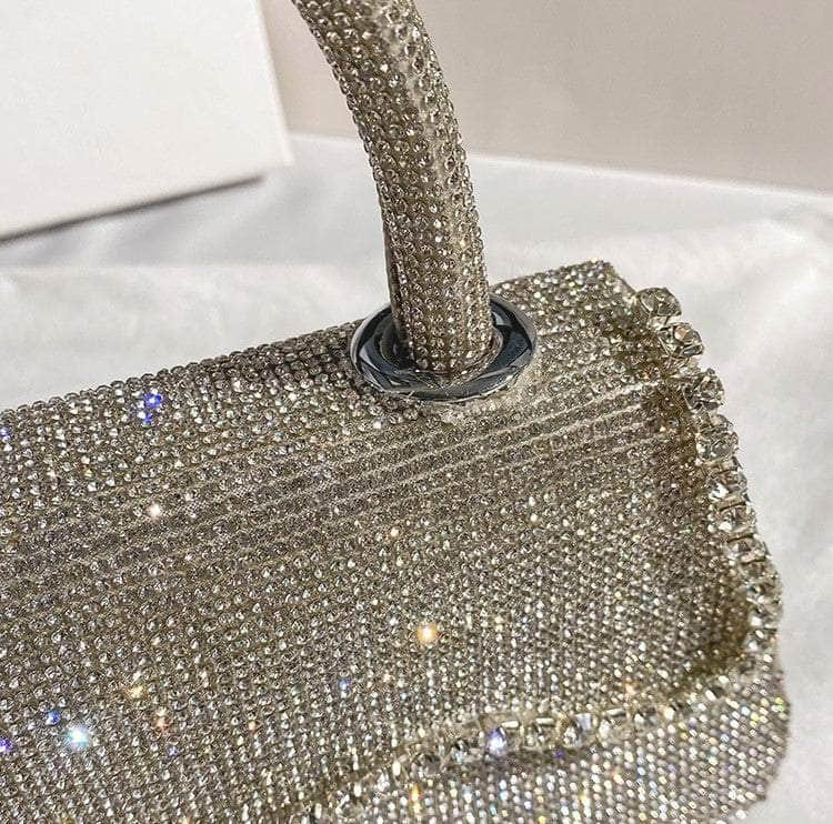 Pearl Accented Luxe Rhinestone Baguette Clutch