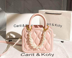 Pearl-Adorned Dainty Petite Bag Pink