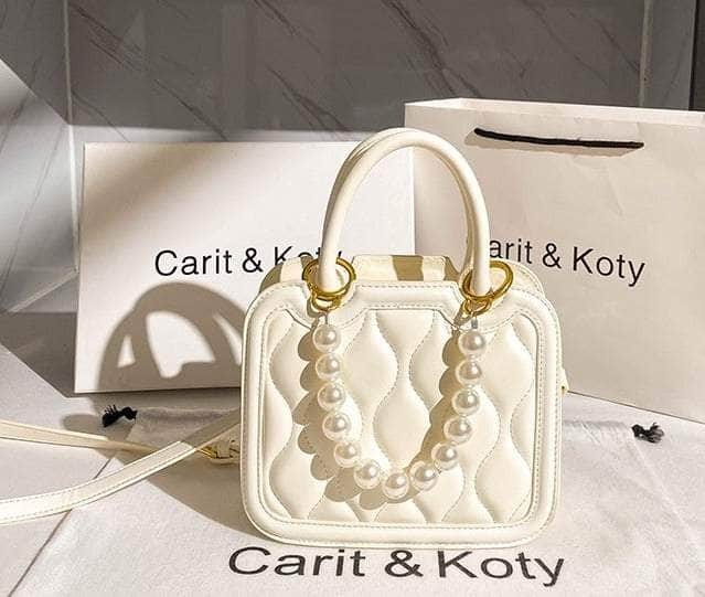 Pearl-Adorned Dainty Petite Bag White