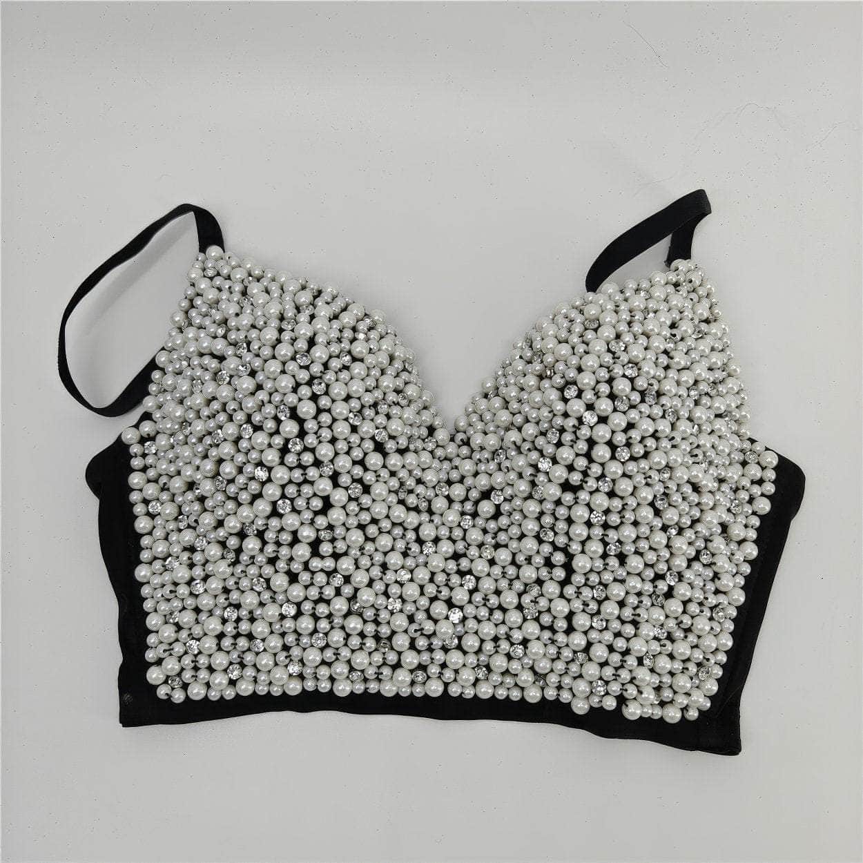 Pearl Bejeweled Corset Cami Bustier Top