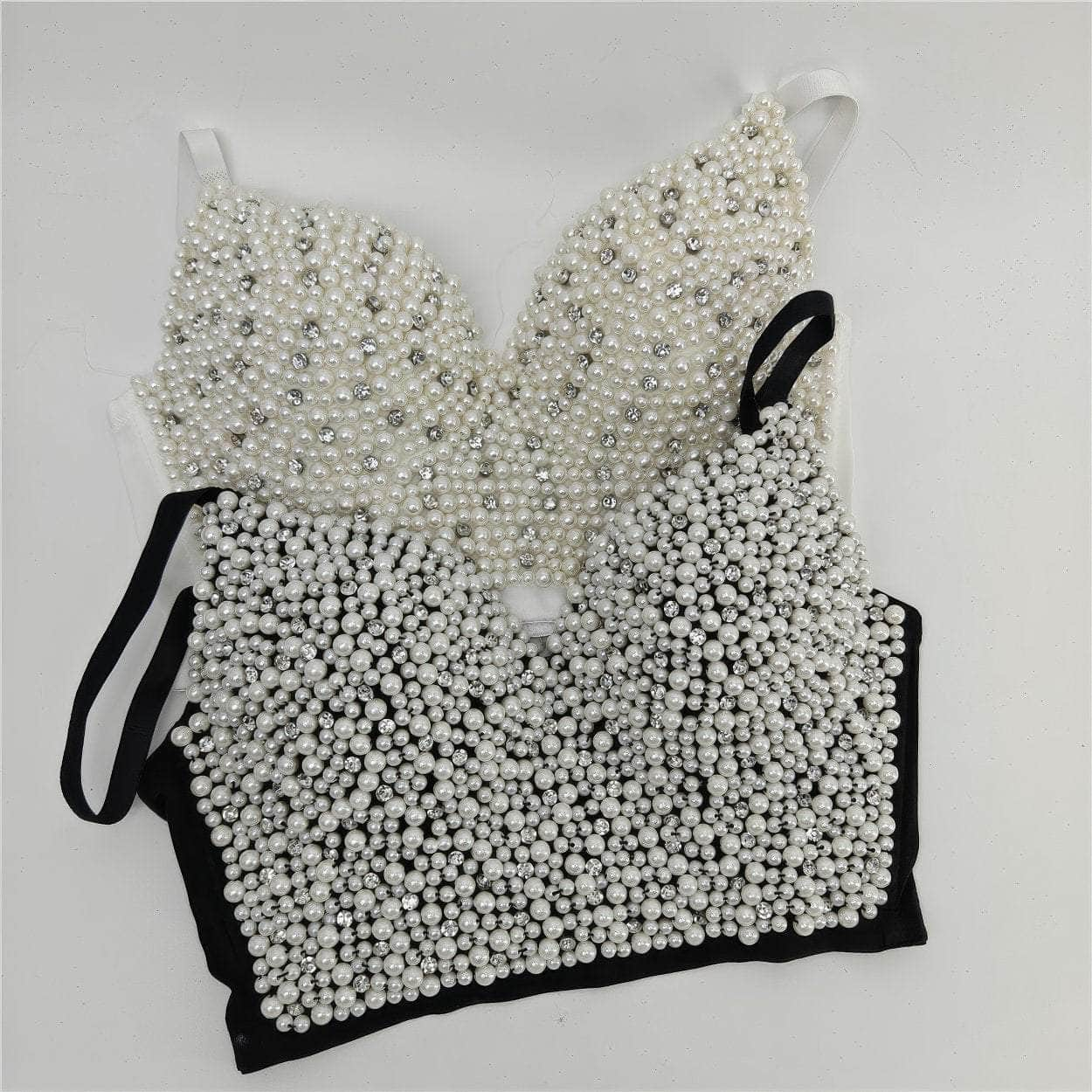 Pearl Bejeweled Corset Cami Bustier Top