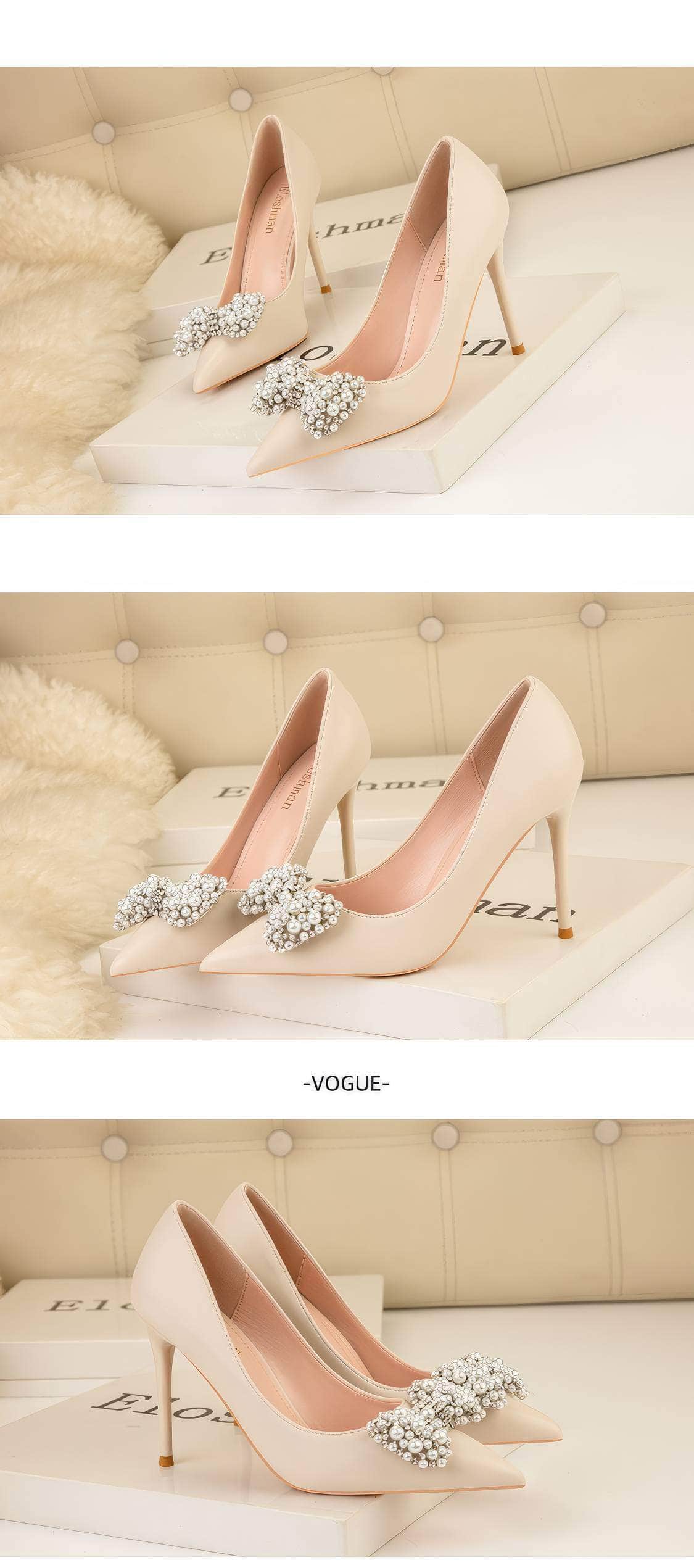 Pearl Bow Detailed Stiletto Pumps