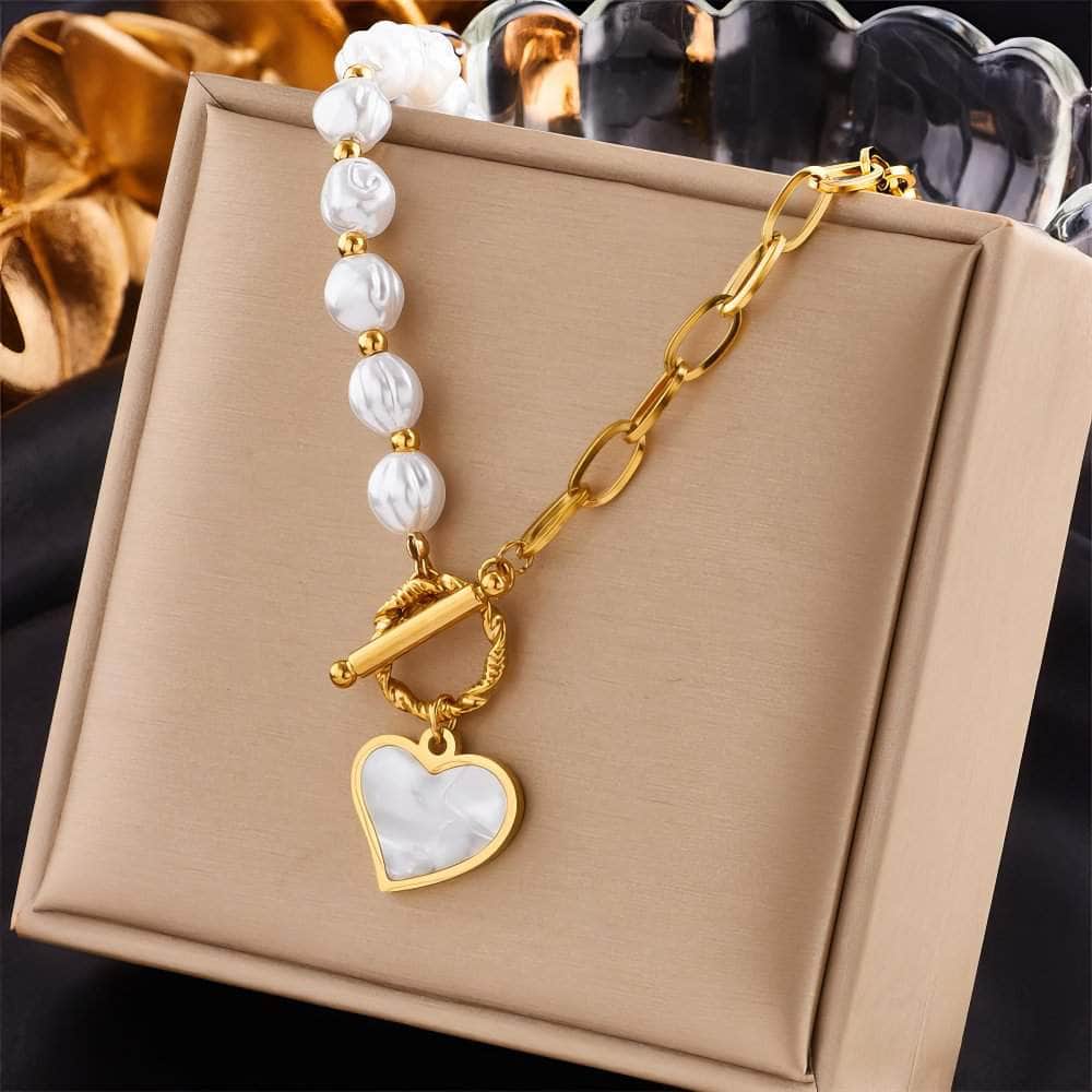 Pearl Heart Pendant Necklace N1800