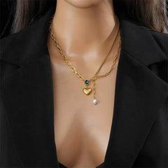 Pearl Pendant Necklace - Punk Street Trend Chain Neck Jewelry for Women N2260