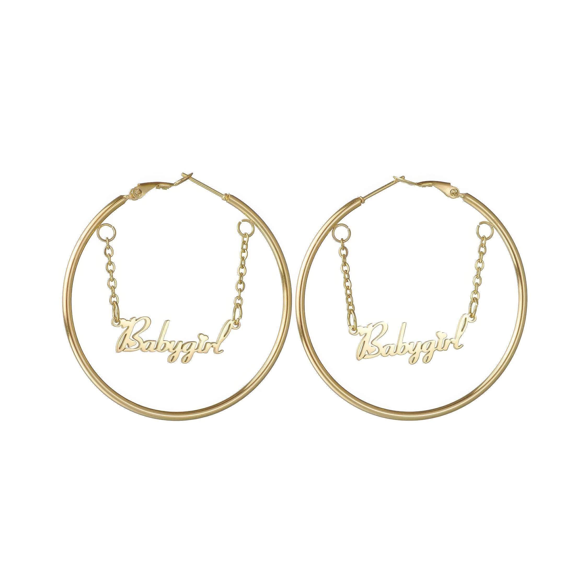 Personalized Custom Name Earrings with Chain - Stainless Steel for Women, featuring Letters Nameplate for a fashionable Birthday Jewelry Gift